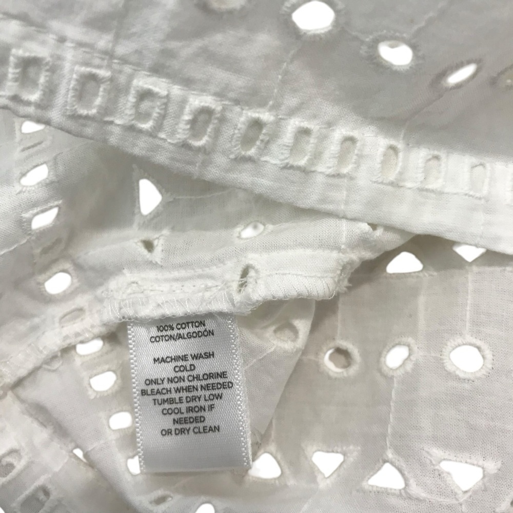 LOFT White Eyelet Long Sleeve Top Size M Womens Boho Festival Cottagecore Beach - Picture 5 of 7
